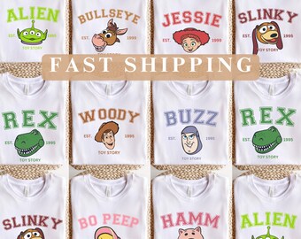 Dopasowana koszulka z postaciami z Toy Story, koszulka Buzz i Woody, Bo Peep, Rex, Jessie i Bullseye, koszulki Disney World, urodziny Toy Story