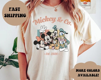 Disney Comfort Colors Shirt, Retro Disney,Mickey and Friends, Birthday Shirt, vintage Mickey and Co Tee, Family Matching Disney world Shirt