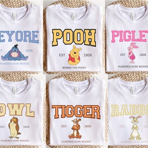 Varsity Winnie the Pooh Shirt, Disney Tee, Disneyland Shirt, Disney World Tee, Vintage Pooh Bear, Jersey Style Disney Eeyore, Tigger, Piglet