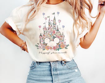 Happiest Place on Earth Disney Shirt, Simples Girls Disney Shirt, Disney Castle Shirts, Disney World Shirt, Magic Kingdom Tee, Family Shirts