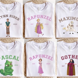 Verstricktes Shirt, Rapunzel Shirt, Flynn Rider, Maximus, Pascal, Mutter Gothel, Rapunzel Geburtstagsparty, Disney Shirt