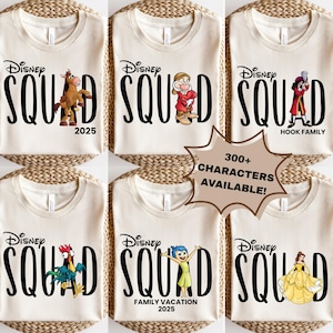 Disney Squad Shirts, Disney Figuren Shirt, passende Disney Familien Shirts, Gruppe Disney World Shirts, Benutzerdefinierte Disney Shirts, Disney Paare