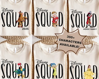 Disney Squad Shirts, Disney Characters Shirt, Matching Disney Family Shirts, Group Disney World Shirts, Custom Disney Shirts, Disney Couples