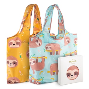 Sloth Reusable Grocery Bags: Recycled Polyester Tote Set