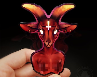 Baphomet Vinyl Sticker - Goat Of Sin dark art, Halloween decor, satanic art, pagan, wiccan