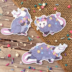 Autocollants en vinyle Opossum (lot de 3) - Lot d'autocollants Possum imperméables mignons