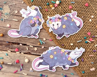 Opossum Vinyl Stickers (Pack of 3) - Cute Waterproof Possum Sticker Pack