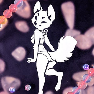 Flirty Fox Decal - Fox, Canine, Vulpine, Furry - vinyl decal, bumper sticker for cars, laptops
