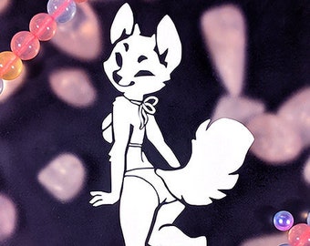 Flirty Fox Decal - Fox, Canine, Vulpine, Furry - vinyl decal, bumper sticker for cars, laptops