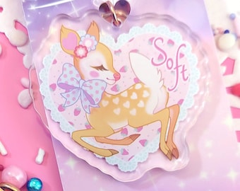 Breloques en acrylique Bambi, menthe poivrée, cerf - jolis breloques cerf