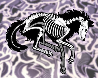 Dancing Wolf Skeleton Sticker - Clear sticker, transparent background, vulture culture, canine, dog, skull, spooky scary, Halloween, spoopy