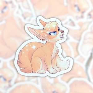 Fennec Fox Sticker - Cute vinyl sticker, bratty, hangry, sparkle dog, vulpine, kit, pup