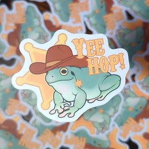 Cowboy-Frosch-Aufkleber, Yee Hop, Yee haw, lustiger süßer Aufkleber