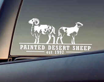 Painted Desert Sheep Decal -  ram decal, ewe sticker, sheep herder bumper sticker for cars, laptops