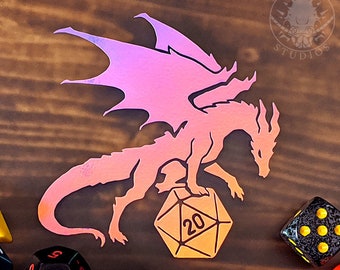 d20 Dragon Decal - vinyl decal, bumper sticker for cars, laptops