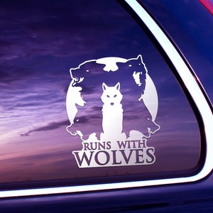 Runs With Wolves Decal - Wild Animal, Snarling Werewolf, Canine, K9 vinyl bumper sticker for cars, laptops