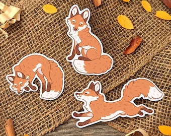 Fox Vinyl Stickers (Pack of 3) - Cute Waterproof Fox Sticker Pack