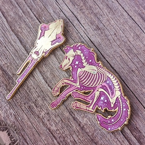 Wolf Skeleton & Skull Pins - Jelly Skelly and Jelly Skull Pin, transparent enamel pin, spooky wolf brooch