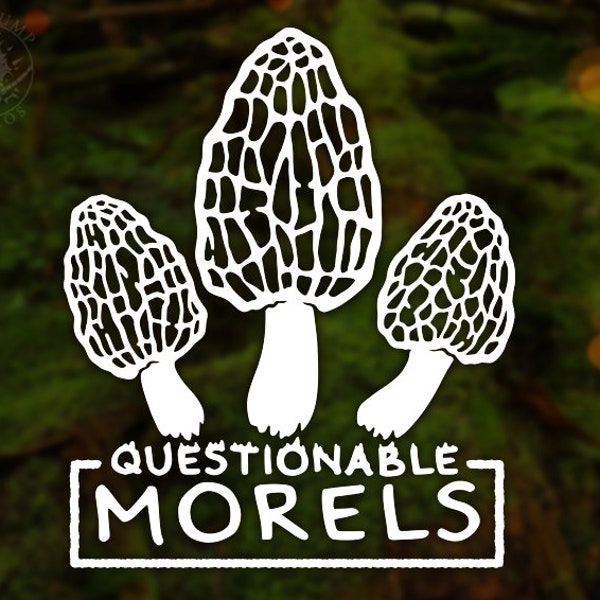 Mushroom Decal Questionable Morels, mycologist, mycology, naturalist, shroom, mushies vinyl bumper sticker for cars, laptops