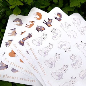 Planner Stickers Renard - Feuille d'autocollants Renard Mignon - Papeterie Bujo