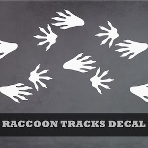 Raccoon Tracks Decal - Raccoon Paw print, animal tracks, wildlife, vinyl decal, bumper sticker for cars, laptops