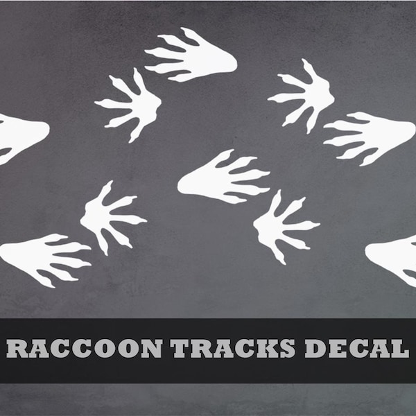 Raccoon Tracks Decal - Raccoon Paw print, animal tracks, wildlife, vinyl decal, bumper sticker for cars, laptops