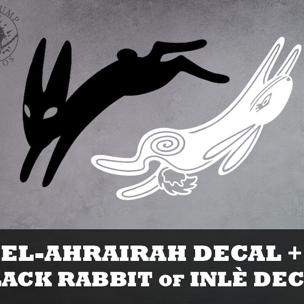 Black and White Rabbit Decals - Rabbit, Bunny, Frith, Mythology vinyl decal, bumper sticker for cars, laptops