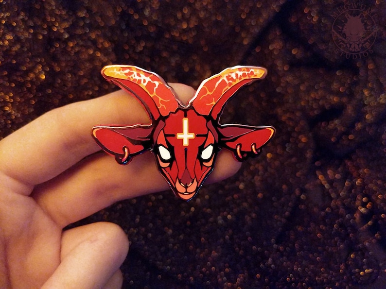 Baphomet Hard Enamel Pin - 2.25' Black Nickel, Goat Of Sin, Halloween decor, dark art, satanic art, pagan, wiccan 