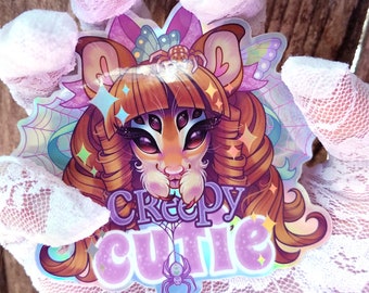 Creepy Cutie Sticker - Holographic Monster Girl Sticker