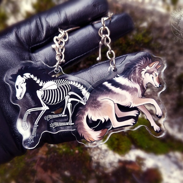 Wolf Skeleton Acrylic Charms - vulture culture - taxidermy gifts - spooky scary keychain