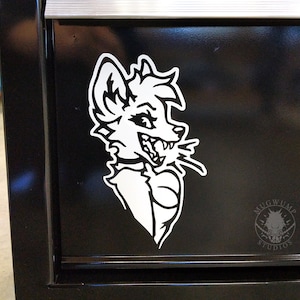 Shop Talk Vixen Decal - Canine, Vulpine, Furry - vinyl decal, bumper sticker for cars, laptops