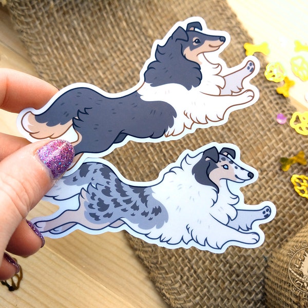 Rough Collie Vinyl Stickers (Pack of 3) - Cute Waterproof Dog Sticker Pack