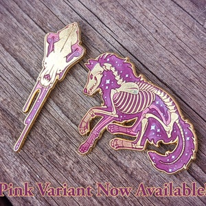 Wolf Skeleton & Skull Pins - Jelly Skelly and Jelly Skull Pin, transparent enamel pin, spooky wolf brooch