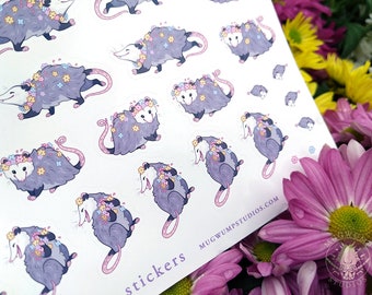 Opossum Planner Stickers - Cute Possum Sticker Sheet - Bujo Stationary