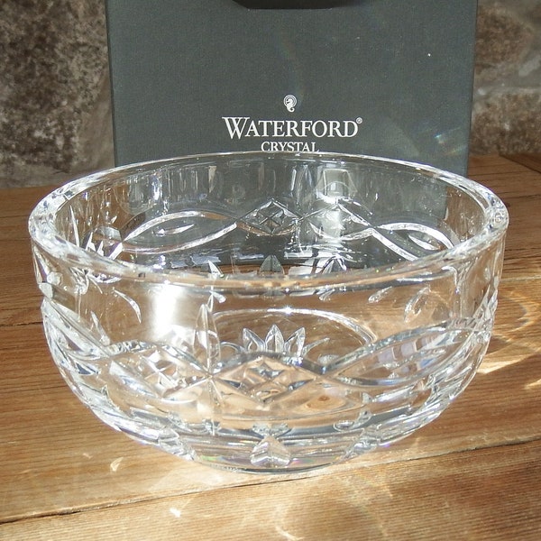 Vintage Signed Waterford Crystal 5" Bowl Dolman Pattern in Original Waterford Box