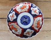 Antique Japanese Edo Meiji Period Arita Imari 8.5 quot Plate - Japanese Oriental Scalloped Dish Plate Asian Pottery Porcelain Stoneware 1 2