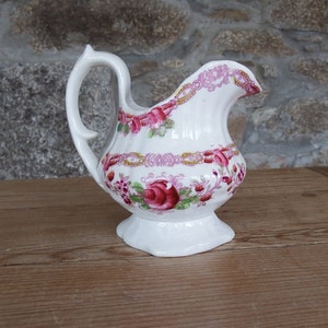 Antique Victorian Small Jug Pitcher Hand Painted Classical Rococo Ceramic Jug