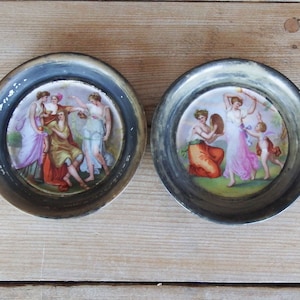 Vintage Pair of Old Vienna Porcelain Plaques 19th Century c1830