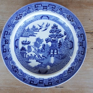 Wedgwood Etruria Willow Pattern 7&quot; Talerz boczny Talerz do herbaty Antyczny ok. 1900 r.