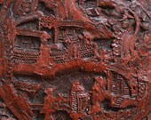 Antique Chinese Cinnabar Lacquer Tray Dish, Qianlong Mark