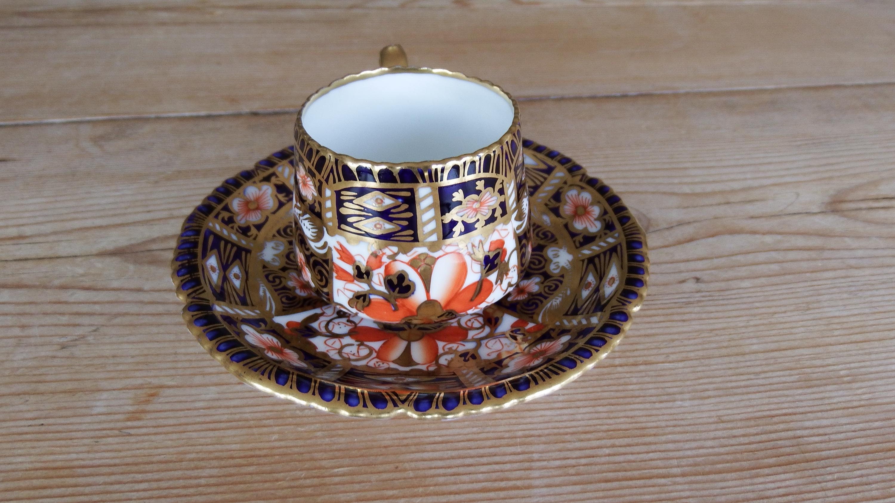 Royal Crown Derby Imari Coffee Cup and Saucer: Antique 1914/1920