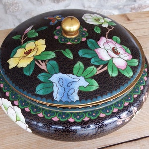 Chinese Cloisonne Bowl with Floral Cover - Early 20th Century