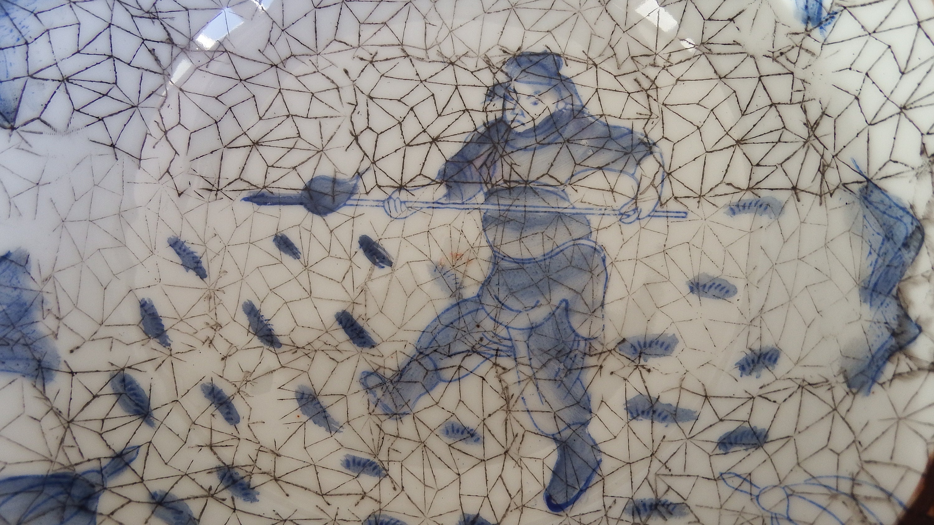 乾隆青白磁椀：クラックル釉武者山水図 - Etsy 日本
