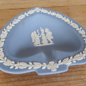 Vintage Wedgwood Blue Jasperware Heart Shaped Trinket Dish