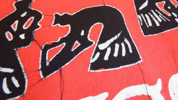 ヴィンテージ中国錦絵巻物：射手と鳥の水墨画（46 cm x 217 cm