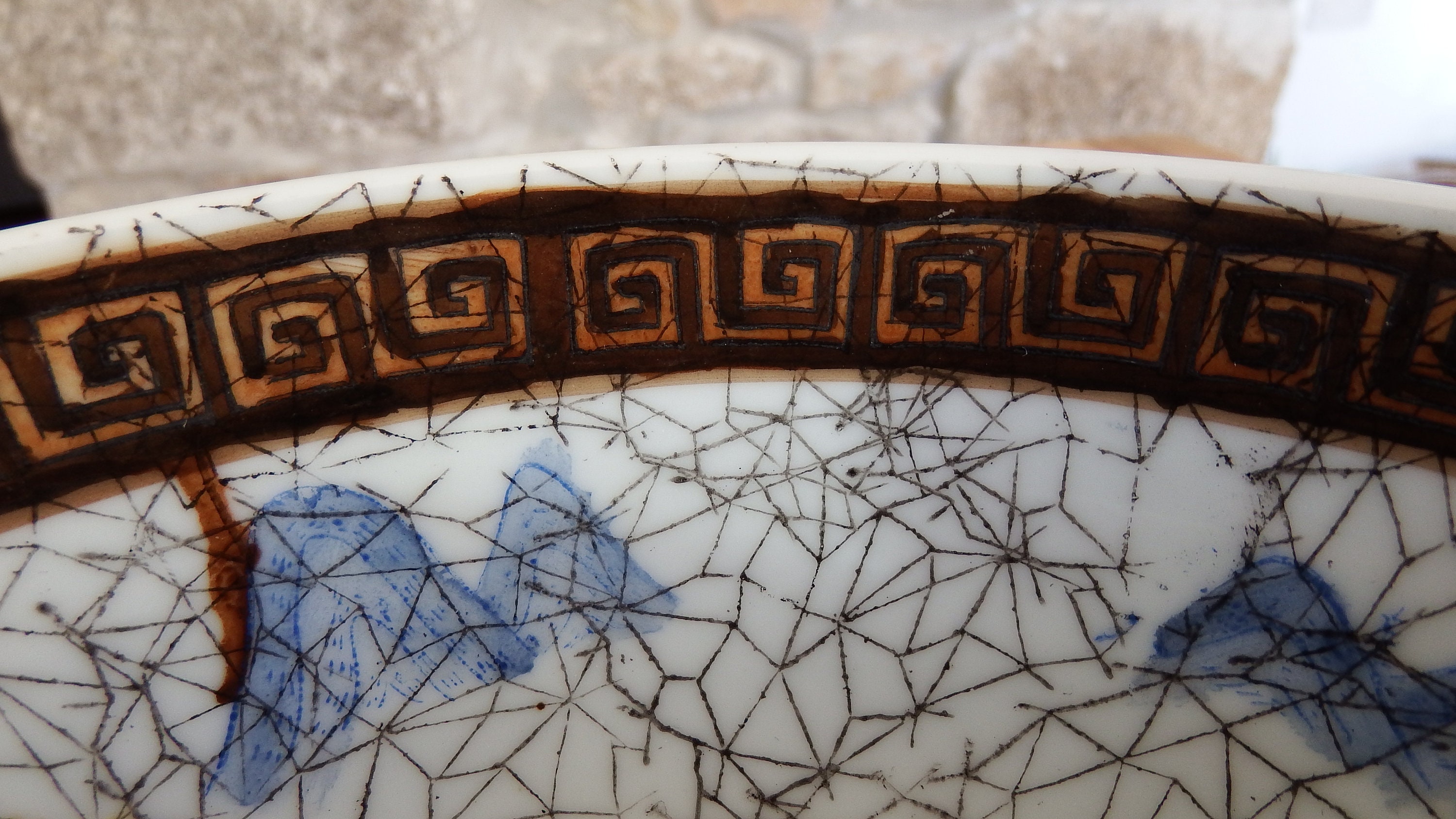 乾隆青白磁椀：クラックル釉武者山水図 - Etsy 日本