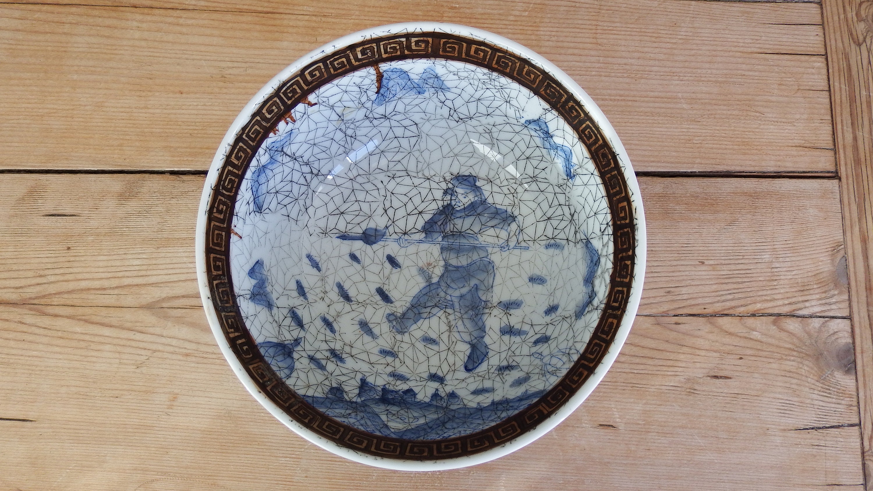 乾隆青白磁椀：クラックル釉武者山水図 - Etsy 日本
