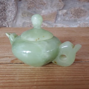 Vintage Chinese Carved Jade Miniature Teapot