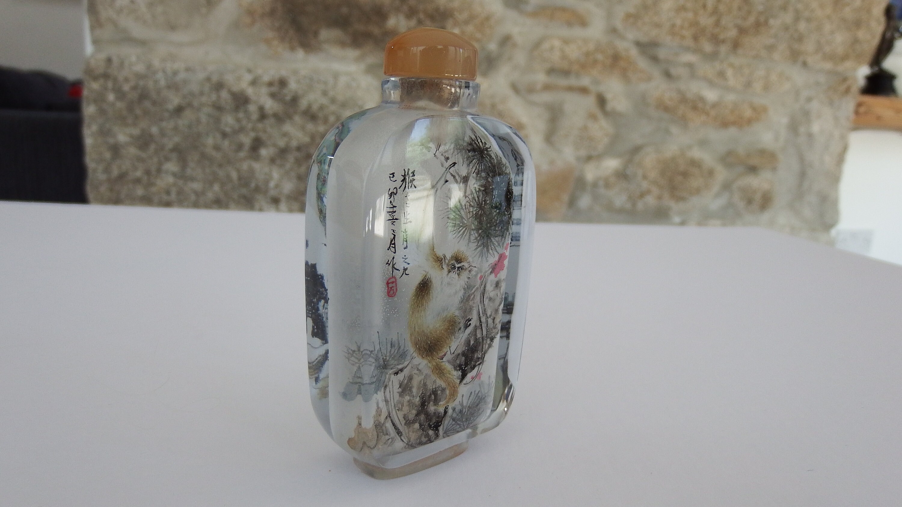 Vintage Chinese Inside Reverse Painted Snuff Bottle 19th/20th