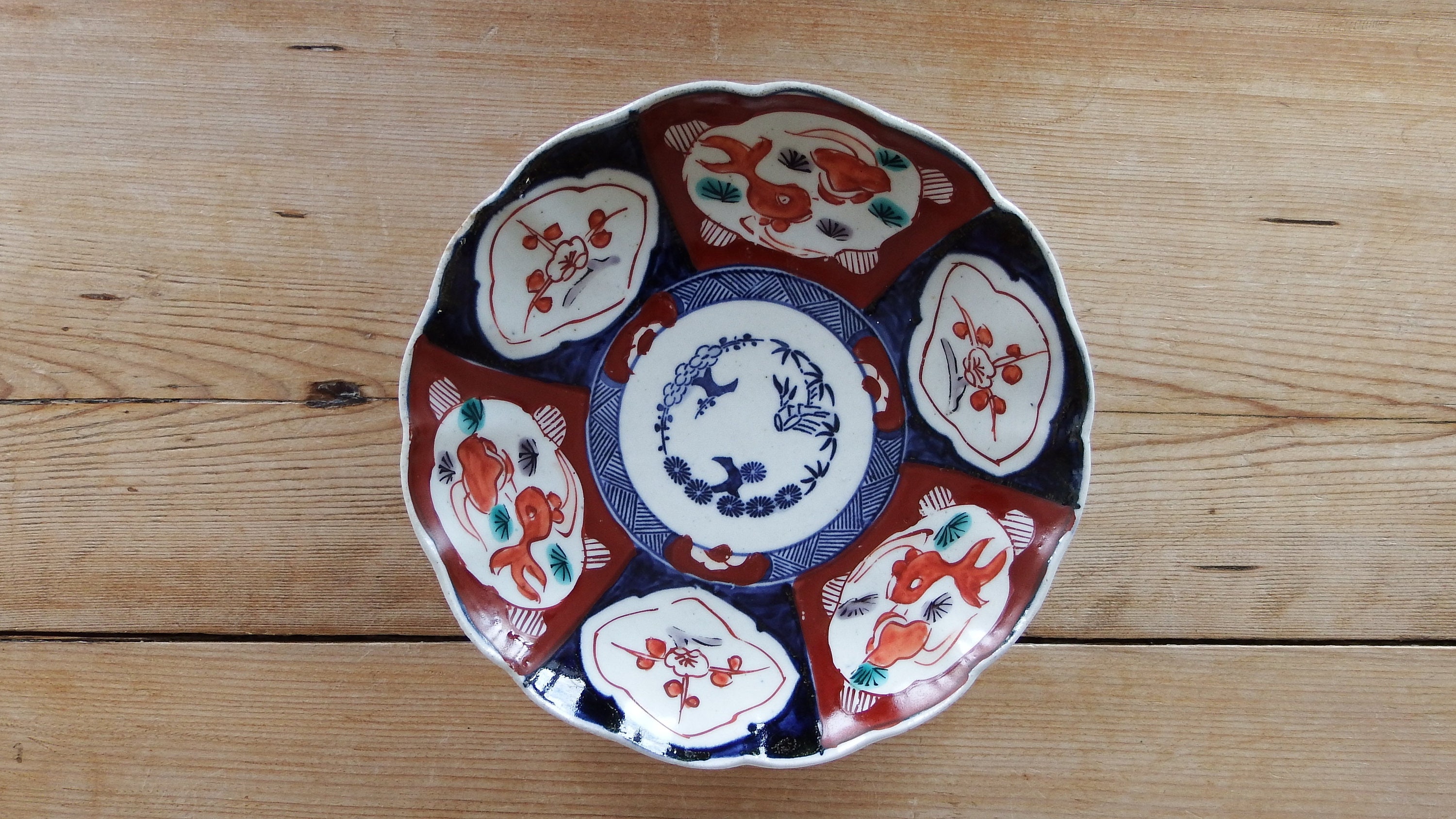 Antique Arita Imari Plate: Edo Meiji Japanese Porcelain Dish (8.5")